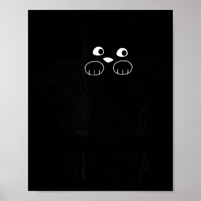 Poster Gráfica Gata Preta Engraçada Kit-Tea (Frente)