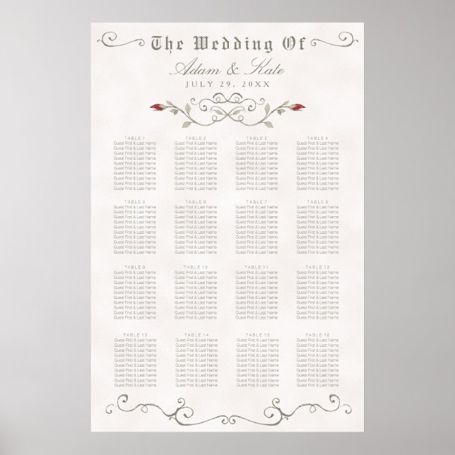 Poster GRÁFICO 121-160 | Casamento de Rosas vermelhas Ele (Frente)