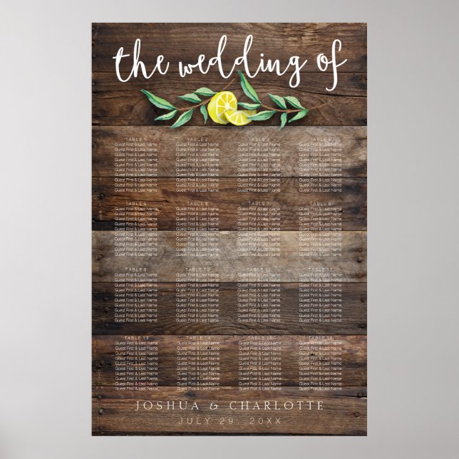 Póster GRÁFICO 121-160 | Casamento Rustic Wood Lemon (Frente)