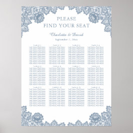 Poster Gráfico 12 de Casamento de Locais Florais Dusty Bl