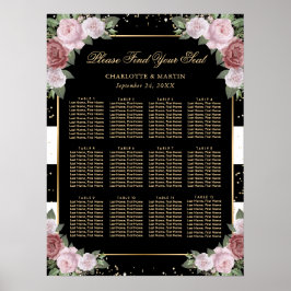 Poster Gráfico 12 Dourado de Casamento Floral Cor-de-Rosa