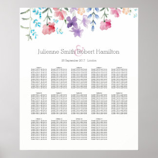 Póster Gráfico 14 Flores Selvagens De Aquarelas Mesas