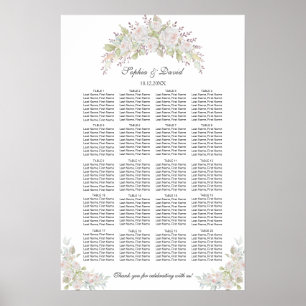 Poster Gráfico 160 hóspedes de Casamento de Rosas Brancas