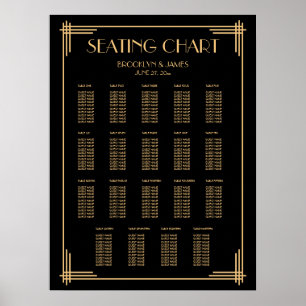 Poster Gráfico 19 Mesas de Casamento em Deco de Arte Negr