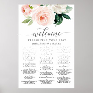 Poster Gráfico 24x36 de Casamento de Blooms com Blushing