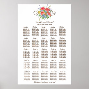 Poster Gráfico 250 de Flores Selvagens de Cores Aquáticas