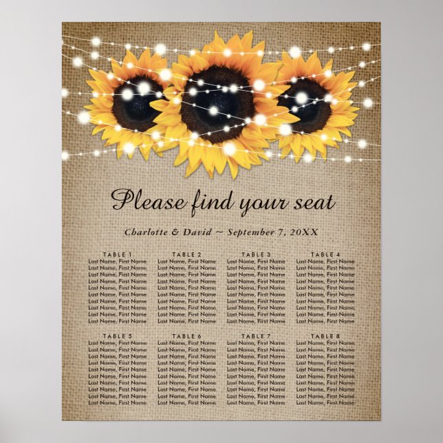 Poster Gráfico 8 Vintage Sunflower Burlap (Frente)