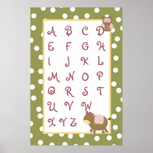 Poster Gráfico ABC 16x24 Nursery Art Fazenda Cinza-Rosa d