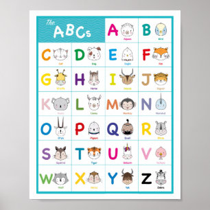 Poster Gráfico ABC Decor de Nursery do Alfabeto Imprimíve