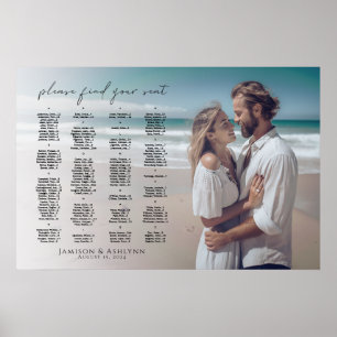 Poster Gráfico alfabético de assentos de casamento com fo