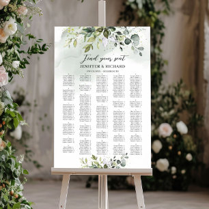 Poster Gráfico alfabético de folhagem de Boho verde