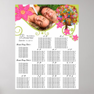 Póster Gráfico alfabético de lugares em árvore de flores