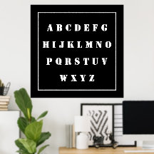 Gráfico alfabético inglês branco no quadro negro, 