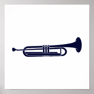 Poster Gráfico azul contínuo horizontal do músico da