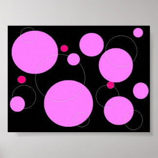 Póster Gráfico circular, rosa e preto
