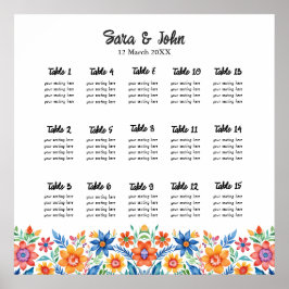 Poster Gráfico Colorido de Casamento Floral Mexicano