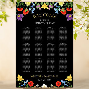 Poster Gráfico Colorido de Casamentos Florais de Flores S