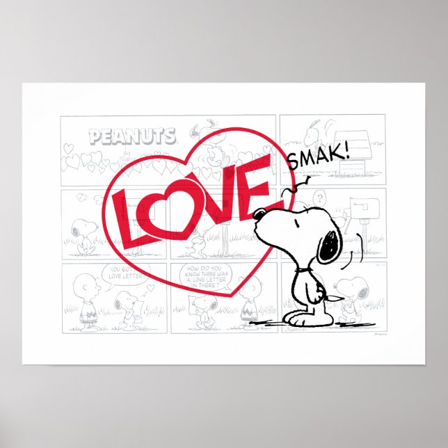 Poster Gráfico da banda desenhada "Love" Snoopy (Frente)