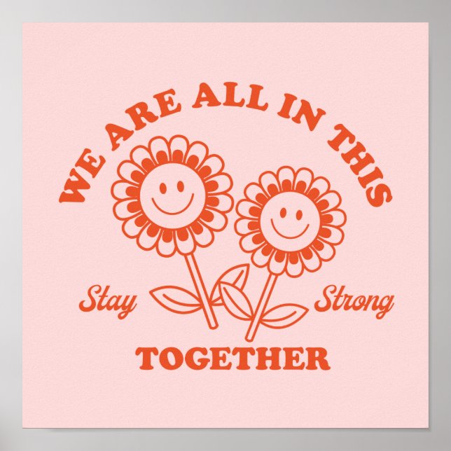 Poster Gráfico da Flor Retro Feliz (Frente)