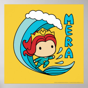 Poster Gráfico da onda da equitação de Aquaman Chibi