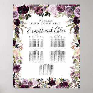Poster Gráfico de 5 Mesas, Floral, Cor-de-Rosa, Grande