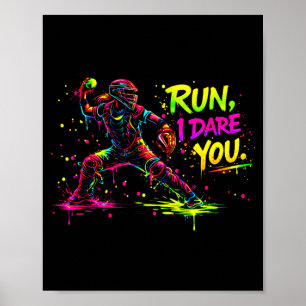 Poster Gráfico de Apanhador de Softbol Feminino com Salpi