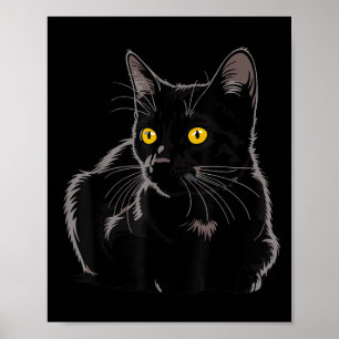 Poster Gráfico de Arte de Gato Preto com Olhos Amarelos L