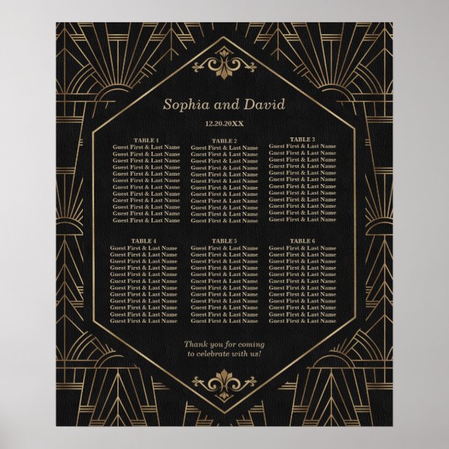 Poster Gráfico de Assentamento de Casamento Royal Gold Bl (Frente)