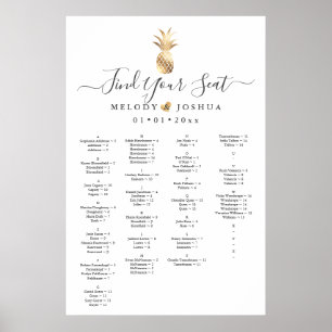 POSTER GRÁFICO DE ASSENTAMENTO DO PINEAPPLE DOURADO FAUX