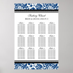 Poster Gráfico de Assentos 12 Mesa 96 Blue Black Damask