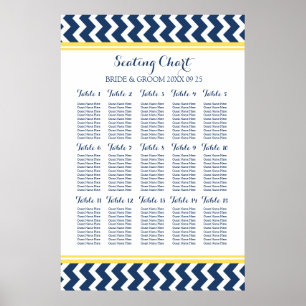 Poster Gráfico de Assentos 15 Mesa 150 Chevron Azul Convi