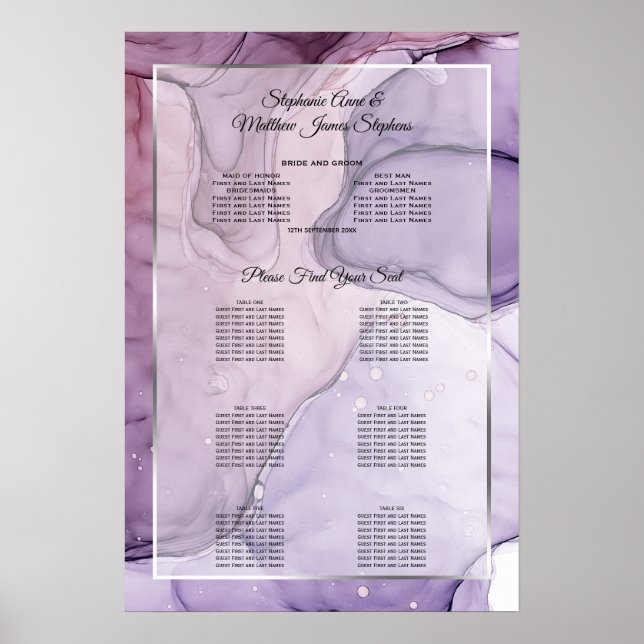 Poster Gráfico de Assentos Abstrato Rosa Lavanda Personal (Frente)