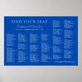 Poster Gráfico de Assentos Alfabetico Casamento Azul Coba