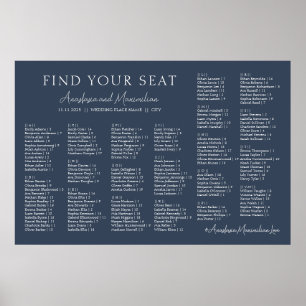 Poster Gráfico de Assentos Alfabetico de Casamento Modern