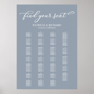 Poster Gráfico de Assentos Alfabetico Elegante Azul Poeir