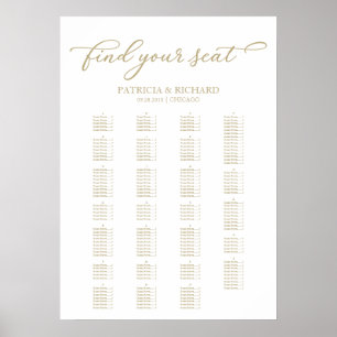 Poster Gráfico de Assentos Alfabetico Escrito em Ouro Ele