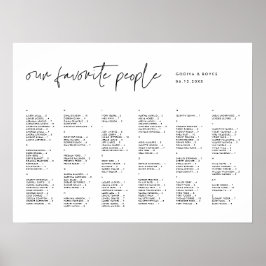 Poster Gráfico de assentos alfabético minimalista moderno