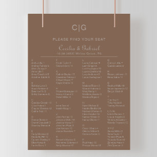 Poster Gráfico de Assentos Alfabéticos de Boho Minimalist