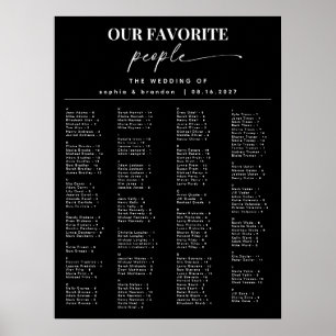 Poster Gráfico de Assentos Alfabéticos de Casamento