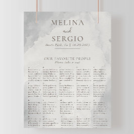 Poster Gráfico de Assentos Alfabéticos de Casamento Cláss