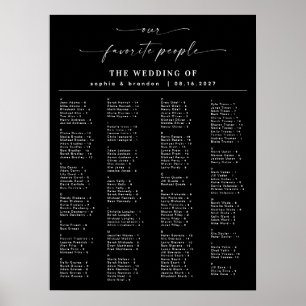 Poster Gráfico de Assentos Alfabéticos de Casamento de Sc