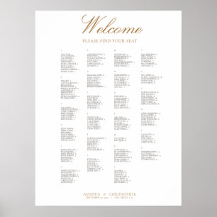 Poster Gráfico de Assentos Alfabéticos de Casamento Elega