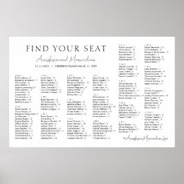 Poster Gráfico de assentos alfabéticos de casamento minim