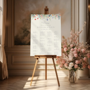 Poster Gráfico de Assentos Alfabéticos de Flor Selvagem R