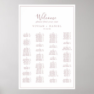 Poster Gráfico de assentos alfabéticos Dourados minimal