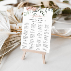 Poster Gráfico de Assentos Alfabéticos Florais Clássicos 