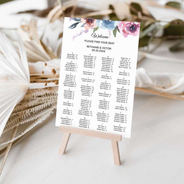 Poster Gráfico de Assentos Alfabéticos Florais de Primave (Criador carregado)