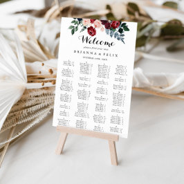 Poster Gráfico de Assentos Alfabéticos Florais do Marinho