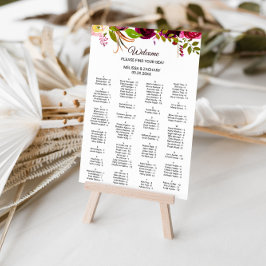 Poster Gráfico de Assentos Alfabéticos Florais Simples Bu