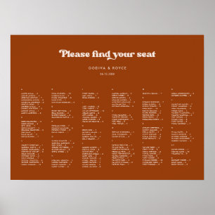 Poster Gráfico de assentos alfabéticos laranja na moda qu